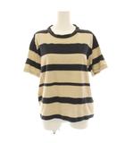 25SS COTTON LINEN STRIPE JERSEY カットソー Tシャツ 半袖 ボーダー 麻 リネン混 2 ベージュ 紺 ネイビー 578-5168004 /HN