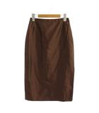 マックスマーラ MAX MARA タイトスカート シルク 38 茶 ひざ丈 スリット /JP