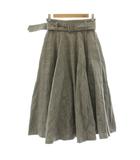 ビューティフルピープル beautiful people c/nylon glen check trapeze flared skirt フレアスカート ミモレ ロング グレンチェック ベルト付き 34 グレー 1725107002 /KU