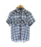 ブルーブルー BLUE BLUE シャツ 1 青 チェック柄 半袖 胸ポケット /JP