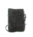 ボッテガヴェネタ BOTTEGA VENETA カセット ミニ バケットバッグ マキシイントレチャート ショルダー 黒 /KH ■OH