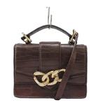 ザラ ZARA ショルダーバッグ ハンドバッグ 2way 型押し 茶 ブラウン /AN
