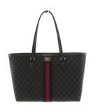 グッチ GUCCI ザ ハッカープロジェクト ミディアムトートバッグ ハンドバッグ ウェブストライプ 黒 680125 /KH ■OH