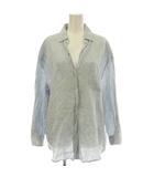マックスマーラ ウィークエンドライン MAX MARA WEEKEND LINE リネン スキッパーシャツ ストライプ ブラウス 長袖 40 水色 ライトブルー 511119816 /☆G
