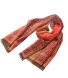エトロ ETRO ストール スカーフ シルク混 総柄 茶色 ブラウン 赤 レッド /YM