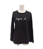 Tシャツ T2 黒 ブラック ロゴ 長袖 ラウンドネック /LP