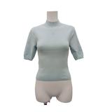 スナイデル SNIDEL 25SS ニット カットソー 薄手 半袖 装飾 ワンポイント ショート丈 F 水色 ライトブルー SWNT251254 /HN