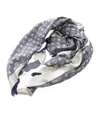 ルイヴィトン LOUIS VUITTON モノグラム ショール ストール シルク ウール 紺 ネイビー M71376 /YM ■OH