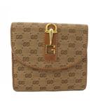グッチ GUCCI オールドグッチ ホースビット 三つ折り財布 GGキャンバス 総柄 ベージュ /TK ■OH