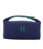 エルメス HERMES ブリッド ア ブラック PM ポーチ ハンドバッグ ネイビー /KH ■OH