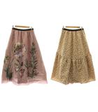 スカラー ScoLar is バラと蝶×花柄ふくれジャガード リバーシブルスカート フレア ロング マキシ イージー M 紫 パープル ベージュ /KU