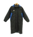アンブロ UMBRO 中綿ロングパデッドコート ベンチコート 子ども服 女の子 160 黒 ブラック フード ロゴ刺繍 長袖 /LP