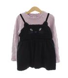アナスイ ANNA SUI 子供服 mini カットソー ビスチェ風 猫モチーフ 長袖 130 紫 パープル 紺 ネイビー 7413224-128 /HN
