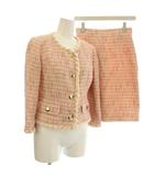 ユーバイウンガロ U by ungaro ツイード スーツ セットアップ ひざ丈 スカート ジャケット 36 ピンク 585-57014 /☆G