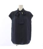 セオリー Theory 26SS 2WAYタイネックショートスリーブブラウス Washed Twill シャツ P 紺 01-6208214 /BM
