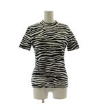 セオリー Theory SUB ZEBRA TEE Tシャツ S 黒 ブラック 白 ホワイト ゼブラ柄 モックネック 半袖 010101708053902 /DU