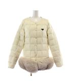 EXTRA ダウンジャケット ノーカラー アウター フォックスファー モバイルバッテリー付き L 白 ホワイト /KH