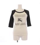 バーバリーブルーレーベル BURBERRY BLUE LABEL ラグランTシャツ カットソー クルーネック 七分袖 ロゴ ストレッチ 38 白 ホワイト グレー /BB ■GY14
