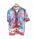 KOI HAWAIAN MIX UP SHIRT アロハシャツ 半袖 花柄 鯉 L マルチカラー 水色 ライトブルー 赤 レッド 紫 パープル PF-CR-66350 /AN42 ■GY14