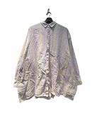 ケイビーエフ KBF アーバンリサーチ ランダムストライプシャツ オーバーサイズ レギュラーカラー ボックスプリーツ ドロップショルダー リネン混 1 ライトパープル イエロー ■FY