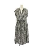 イエナ IENA 18SS スキッパーギンガムシャツワンピース ロング 半袖 フレンチスリーブ 36 黒 ブラック 白 ホワイト 18040900908020 /YT ■MA