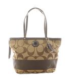 コーチ COACH シグネチャー トートバッグ ショルダーバッグ キャンバス レザー 茶 ブラウン F19046 /AN24 ■MA
