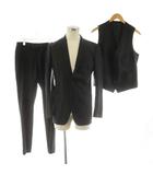 ザ・スーツカンパニー THE SUIT COMPANY スーツ セットアップ テーラードジャケット シングル パンツ スラックス ベスト ストライプ柄 175cm-8Drop 黒 ブラック /AN80 ■MA