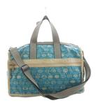 レスポートサック LesportSAC ボストンバッグ ハンドバッグ ショルダーバッグ 2way 総柄 ナイロン 水色 ライトブルー 白 ホワイト /AN21 ■MA