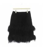 レキップヨシエイナバ L'EQUIPE YOSHIE INABA スカート 豚革 9 黒 ファー ひざ丈 /JP