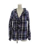 フリークスストア FREAKS STORE シャツ ブラウス F 紺 ネイビー 紫 パープル チェック柄 フリル 長袖 /LP ■MA