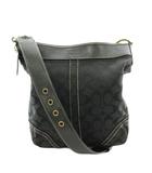 コーチ COACH シグネチャー ショルダーバッグ キャンバス レザー 黒 ブラック /AN8 ■MA