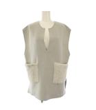 グリーンレーベルリラクシング ユナイテッドアローズ green label relaxing ベスト グレー ノースリーブ Vネック ファーポケット /LP ■MA