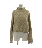 アイテムズ アーバンリサーチ ITEMS URBANRESEARCH ニット セーター F ベージュ 総柄 ハイネック 長袖 /GG ■MA