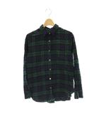 ユナイテッドアローズ UNITED ARROWS HOME チェックシャツ 前開き コットン 38 グリーン ネイビー /CX ■MA
