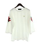 アールディーズ ALDIES Tシャツ M 白 ホワイト クルーネック 七分袖 パッチワーク 星柄 /AP43 ■GY28