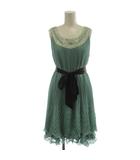 アクシーズファム axes femme ワンピース ひざ丈 ノースリーブ プリーツ ビジュー レース M ミントグリーン /GG ■KC