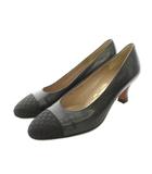 サルヴァトーレフェラガモ Salvatore Ferragamo パンプス ヒール レザー 5.5C 黒 ブラック キャップトゥ /YM ■GY09