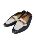 グッチ GUCCI ローファー バンブービット レザー 8.5 紺 ネイビー 白 ホワイト /AN ■GY09