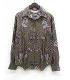 エルメス HERMES 長袖シャツ ブラウス シルク パプロープ 馬車 ブラウン系 36 トップス ソルド ☆AA★