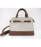 マイケルコース MICHAEL KORS 2wayハンドバッグ ホワイト ブラウン系 35S3G6RS1B ロゴ 総柄 ショルダー かばん 白茶系 ☆AA★