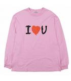 バレンシアガ BALENCIAGA バレンタイン限定 Tシャツ カットソー I Love You ロゴ プリント ロングスリーブ ダメージ加工 トップス ピンク XS レディース