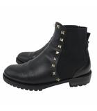 ヴァレンティノ ガラヴァーニ VALENTINO GARAVANI ロックスタッズ レザー サイドゴアブーツ チェルシーブーツ 黒 ブラック 36.5 23.5cm相当 IBO76