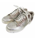 ジミーチュウ JIMMY CHOO LONDON ラメ スニーカー パイソン柄 レザー シルバー 34 21cm相当 IBO76