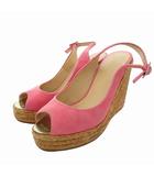 ジミーチュウ JIMMY CHOO PROVA ウェッジソールサンダル スエード ストラップ メタルトゥ 37 ピンク ベージュ /FF IBO76