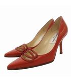 ジミーチュウ JIMMY CHOO パンプス ヒール ポインテッドトゥ 34 オレンジ /FF IBO76
