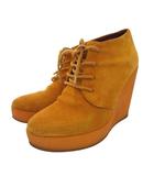 エムミッソーニ M MISSONI ショートブーツ レースアップシューズ スエード 厚底 ウェッジソール 36 マスタード /FF ■MET1