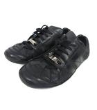 ディオール Dior トロッター ジャガード スニーカー 薄底 レザー ローカット ロゴ金具 黒 ブラック 約23cm IBO78