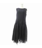 フォクシー FOXEY 美品 20年 Dress Ronde ドレス ロンディ ワンピース ノースリーブ ロング ギャザー フレア ウール 40 紺 ネイビー 41450 0729 IBO78