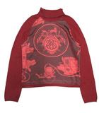 エルメス HERMES マルジェラ期 EX LIBRIS エクスリブリス ツイルレーヌ ニット セーター カシミヤシルク カレ 長袖 タートルネック 国内正規 赤系 ボルドー LA ■MNK1