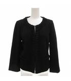 エムプルミエ ブラック M-Premier BLACK ノーカラージャケット 38 黒 ブラック フリル ギャザー /FF ■YHS7